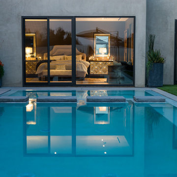 Wallace Ridge Beverly Hills modern home bedroom & swimming pool