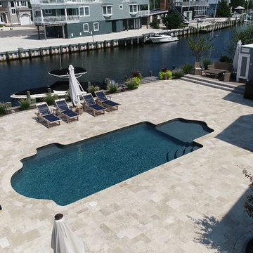 Walnut Travertine FP & R.Impero Porcelain Pavers Project in Beach Haven
