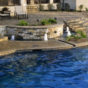 Water Feature in the front of the pool