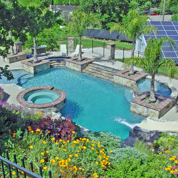 Water slide and Fountain, Swimming Pool and Retaining Walls
