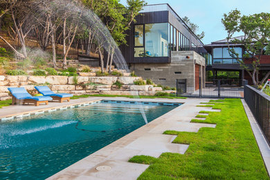 Pool - contemporary rectangular pool idea in Austin
