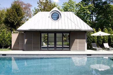 Westport Pool House w/ Horizontal Siding and Leaded Coated Copper Roof