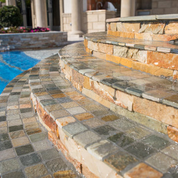 Wet Edge Steps for Freeform Pool with Wet Edge Spa in Lighthouse Point, Florida