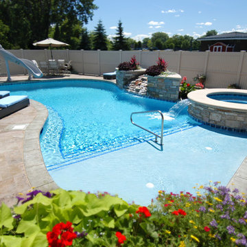 Wheeling, IL Freeform Swimming Pool and Hot Tub