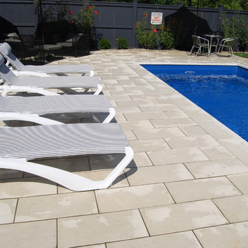 White Deck Pavers and Square Edge Pool Coping
