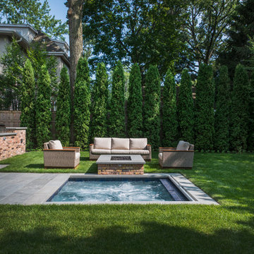 Winnetka, IL Hot Tub with Automatic Cover and Fire Pit