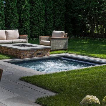 Winnetka, IL Hot Tub with Automatic Cover and Fire Pit