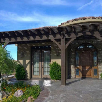 2 Timber Frame Pergolas With Pool In Desert Oasis