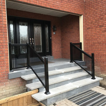 Aluminum Glass Railings for Rooftop Deck and Front Entrance