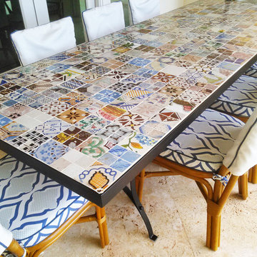 Antique tile and metal table