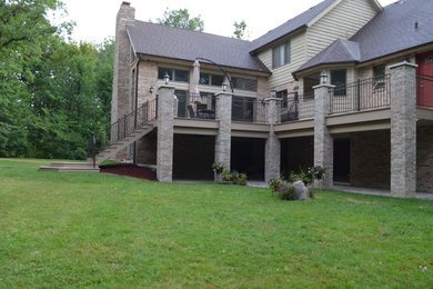 Azek composite wood deck with brick columns in Homer Glen, Illinois