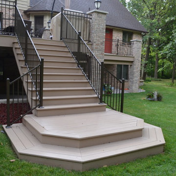 Azek composite wood deck with brick columns in Homer Glen, Illinois