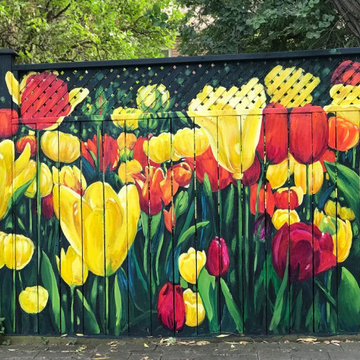 Backyard Tulip Garden Mural