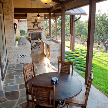 Beautiful patio with outdoor kitchen and fireplace