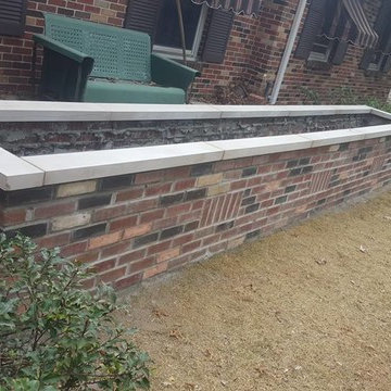 Brick flower Planter / capped with Limestone in Kirkwood