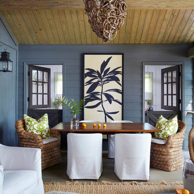 Inspiration for a large coastal back porch remodel in Birmingham with decking and a roof extension