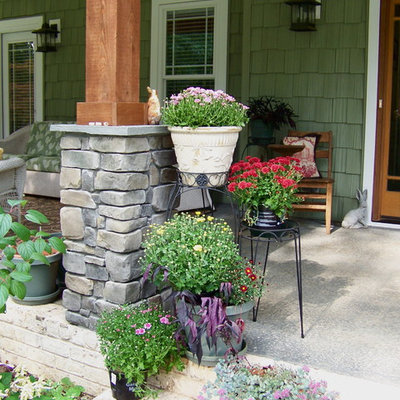 Elegant porch photo in Other with a roof extension