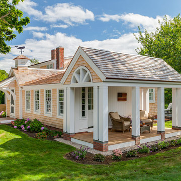 Cottage Style Covered Side Porch - Custom Home Renovation - Cape Cod, MA