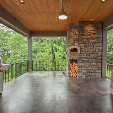 Covered Outdoor Deck + Wood Fire Oven - The Finleigh - Transitional Craftsman on