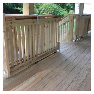 Covered Porch Deck with Custom Locking Sliding Gate - Craftsman - Porch ...
