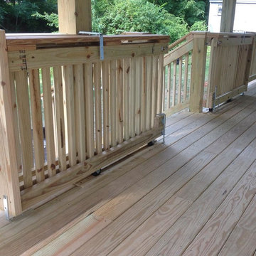 Covered Porch Deck with Custom Locking Sliding Gate