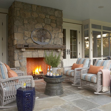 Covered Porch with Exterior Fireplace