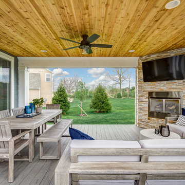 Covered Porch With Fireplace