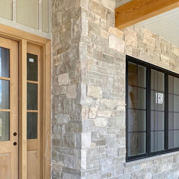 Custom Ashlar Style Real Thin Stone Veneer Front Entrance Accent Wall