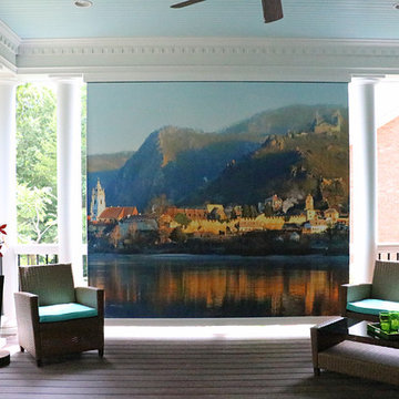 Custom printed image on a retractable privacy shade/solar screen