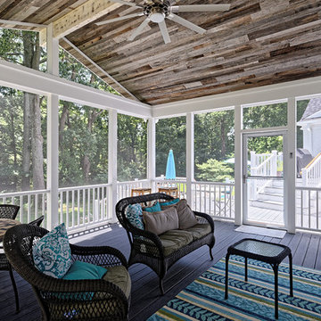 Deck and Screened Porch Featured Reclaimed Wood Ceiling