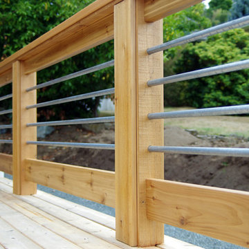 Detail of custom railing for this Bayside remodel, Bellingham, WA