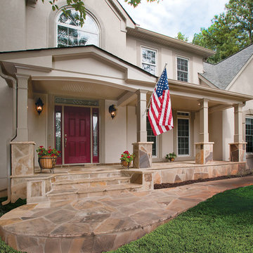 Front Porch Addition with Stone Piers