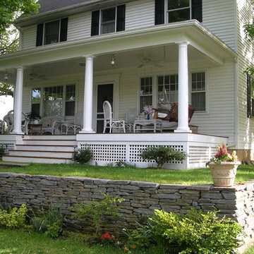Front porch & dry-stacked retaining wall