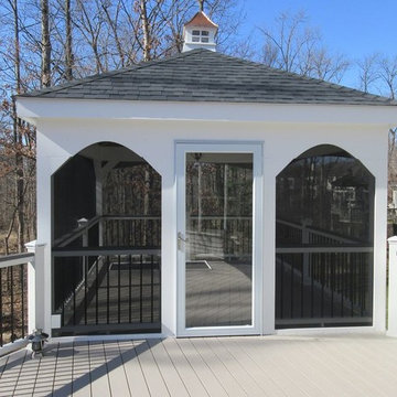 Gazebo and Deck with white vinyl arches, Andersen storm door and cupola to compl
