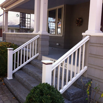Granite Steps to Wooden Porch