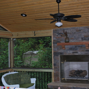 Homewood, AL, Deck and Screened Porch Combination w/ Outdoor Fireplace