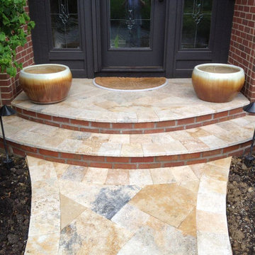 Jessup Travertine Front Porch and Walkway Centerville, Ohio