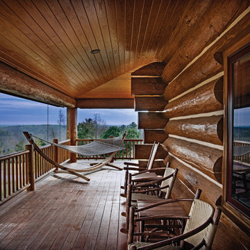 LEED Gold Handcrafted Log Home: The Norwood Residence - Wrap Around Porch