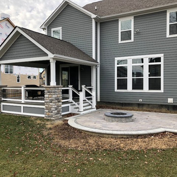 Lewis Center, OH, Covered Porch and Patio with Custom Fire Pit