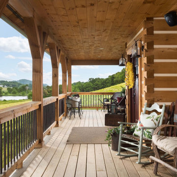 Log Home Front Porch Modern-Day Farmhouse