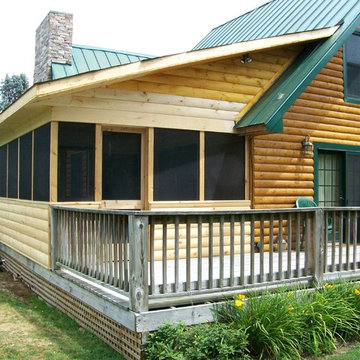 Log sided screen porch