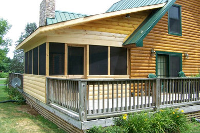 Log sided screen porch