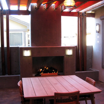 Modern Concrete Fireplace and Patio
