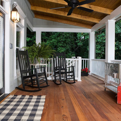 Classic porch idea in Atlanta with decking and a roof extension
