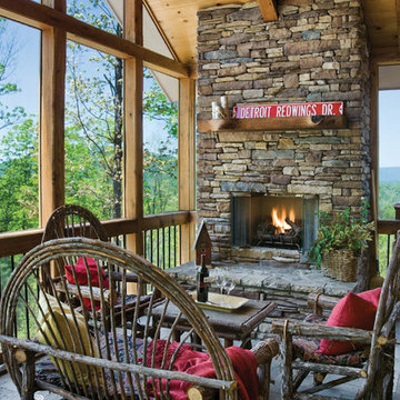 North Carolina Timber Frame Home - Screened In Porch
