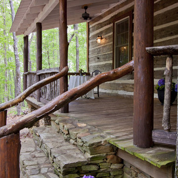 North Georgia log cabin, front porch and steps