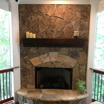 Open Back Porch and Stone Fireplace