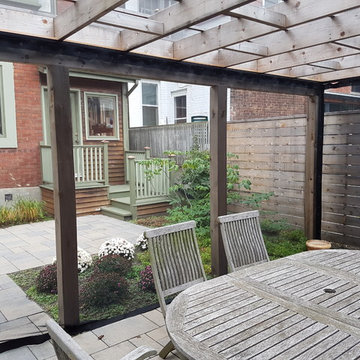 Outdoor Curtains in an Etobicoke backyard Pergola