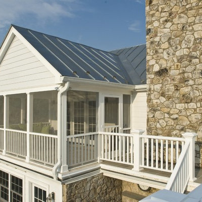 Country porch photo in Other with a roof extension