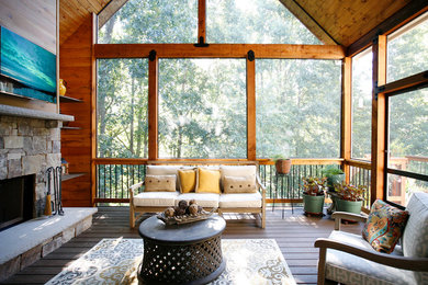 Mid-sized mountain style porch idea in Atlanta